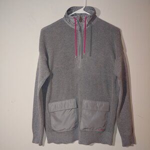 Lauren Ralph Lauren Waffle Knit 1/4 Zip Pullover Sweater Size S Gray
